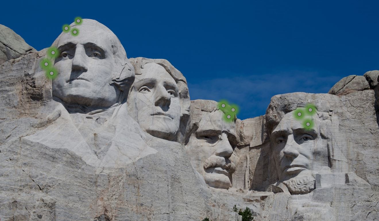 Mount Rushmore with sensors