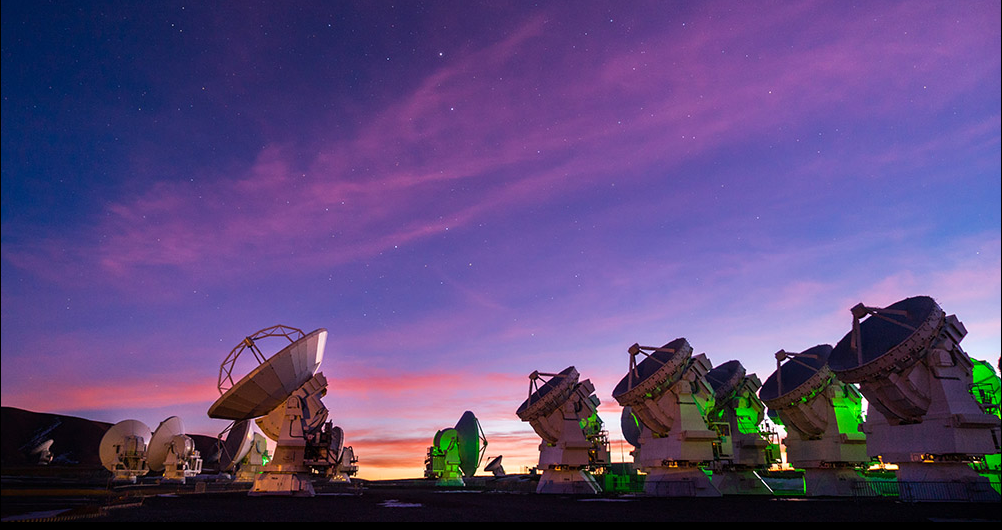 ALMA antennae at sunset