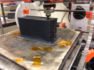 Figure 2 shows the ABS block, nearly completed with a single fiber sensor embedded during its construction.